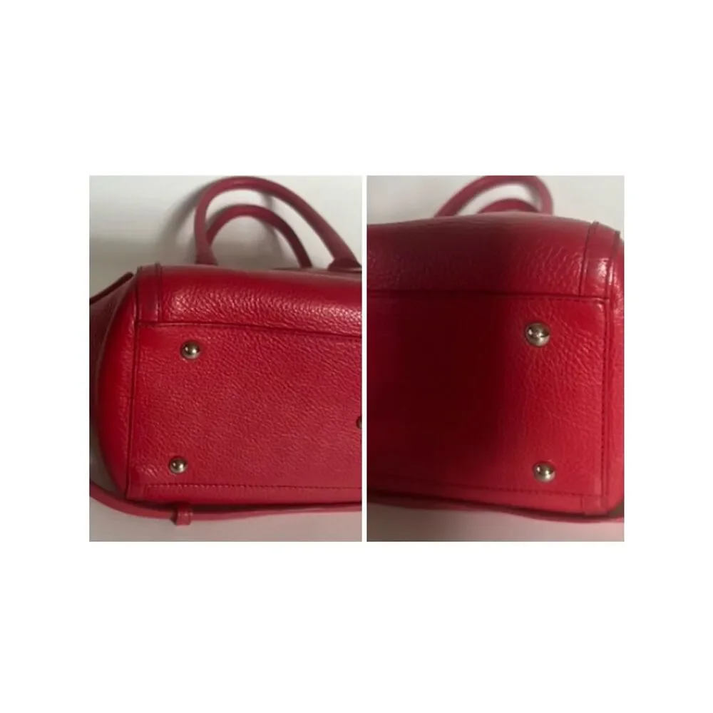 Furla Alice Pebbled Leather Satchel Handbag ~Removable Crossbody Strap in Red